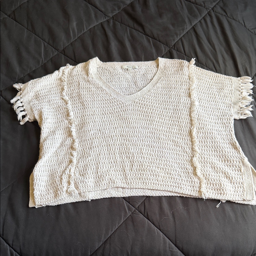 Madewell Open-Knit S Short Sleeve Shirt In Soft Cream